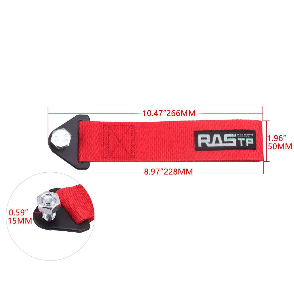 High Strength Nylon Racing Tow Strap Universal Car Bumper Towing Rope RS-TD001 by RASTP – Drift & Track Use Tow Eye Hook Accessory