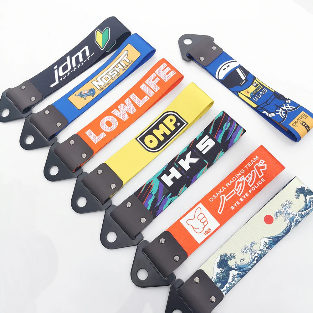 JDM Tow Strap Colorful Car Bumper Towing Belt NOS HKS Style Drift Accessory for Modified Cars and Auto Racing