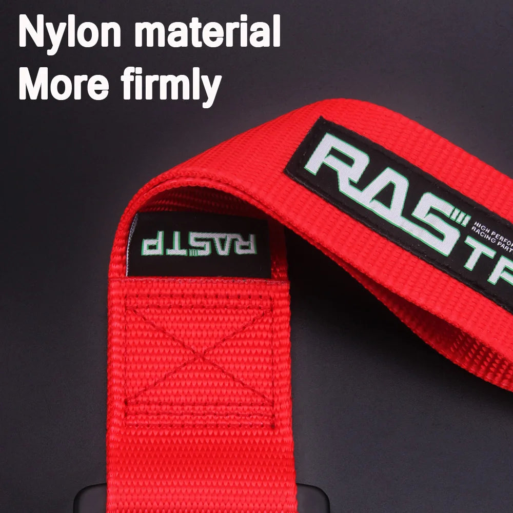 High Strength Nylon Racing Tow Strap Universal Car Bumper Towing Rope RS-TD001 by RASTP – Drift & Track Use Tow Eye Hook Accessory