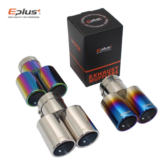 Universal Stainless Steel Dual Outlet Exhaust Muffler Tip – Flat Straight Tail Throat Pipe, Multi-Size Car Styling