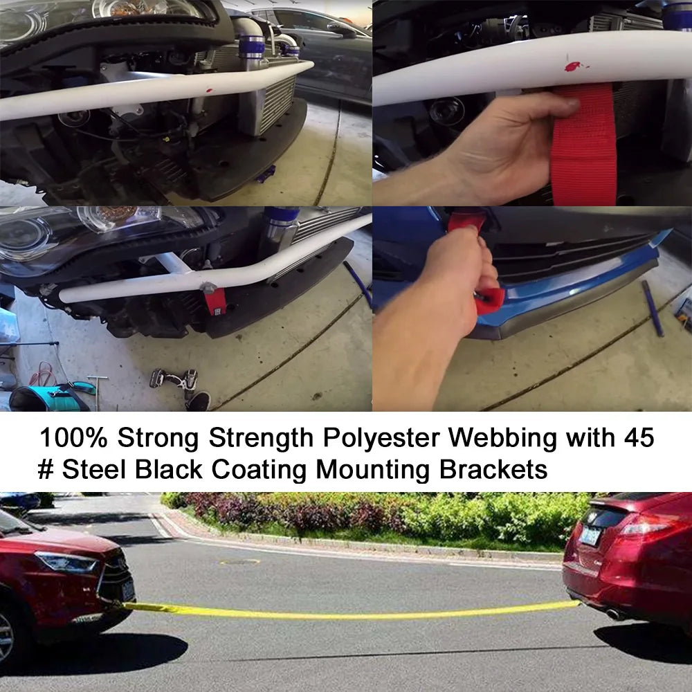 High Strength Nylon Racing Tow Strap Universal Car Bumper Towing Rope RS-TD001 by RASTP – Drift & Track Use Tow Eye Hook Accessory
