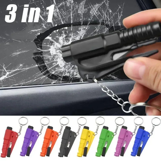 3-in-1 Multifunctional Car Emergency Tool – Glass Breaker Hammer, Seat Belt Cutter & Lifesaving Escape Tool