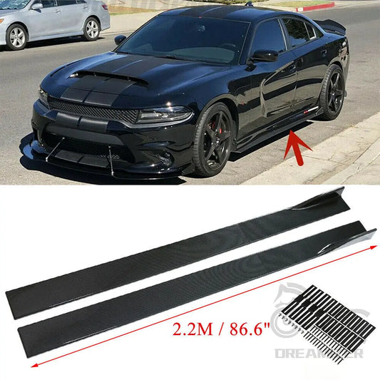 6PCS Universal Side Skirt Extensions – 2.2m Rocker Panel Lip Splitter for Dodge Charger SRT SXT RT & Audi A3 S3 A4 S4 A5 Body Kit Accessories