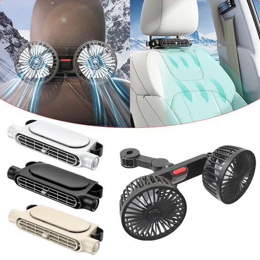 Car Seat Back Cooling Fan USB Powered – 3-Speed Dual Head Auto Backseat Neck Cooler Fan Summer Car Accessories