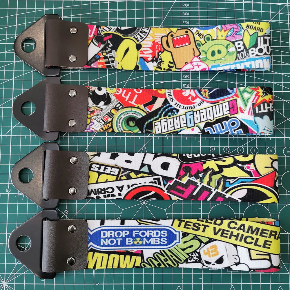 JDM Tow Strap Colorful Car Bumper Towing Belt NOS HKS Style Drift Accessory for Modified Cars and Auto Racing