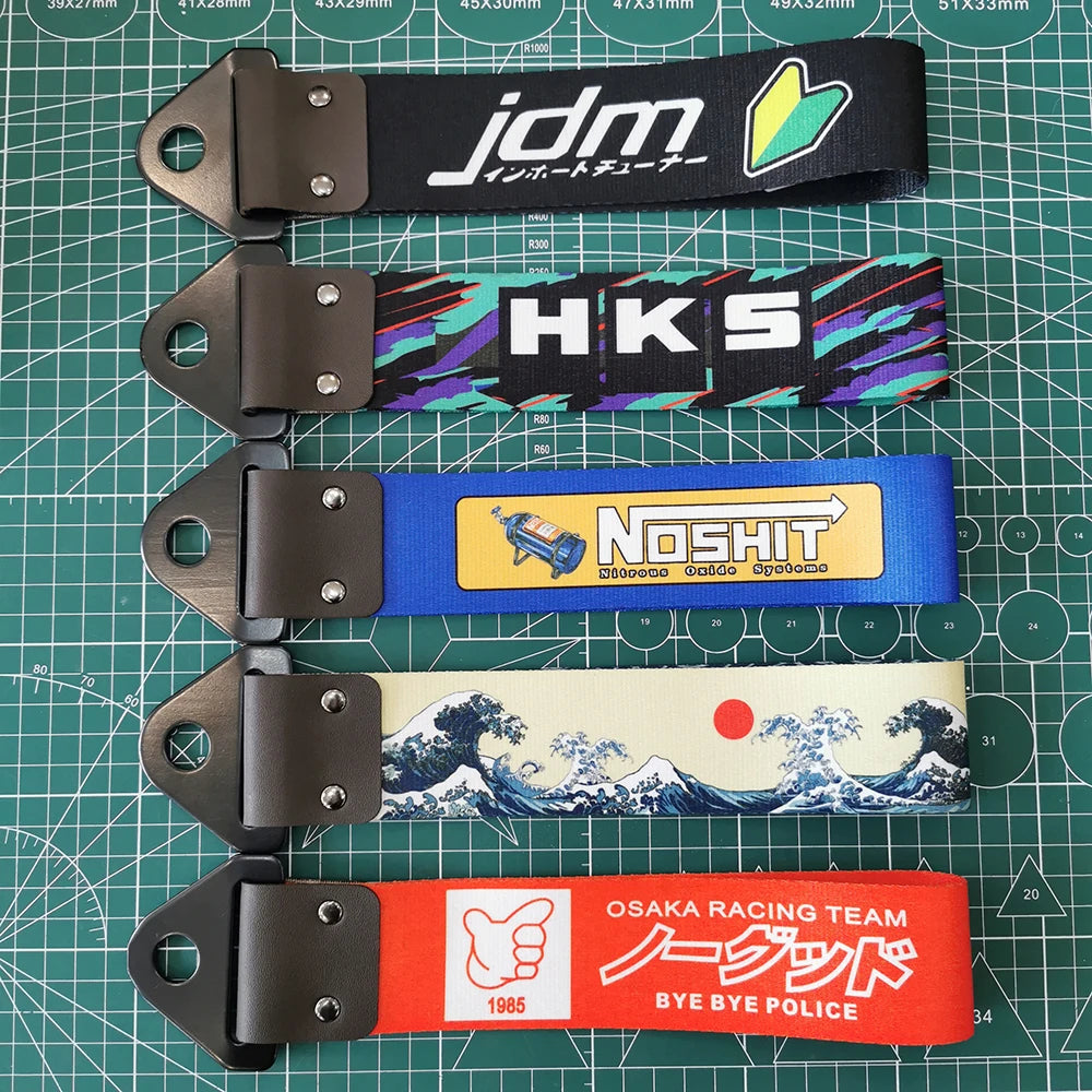 JDM Tow Strap Colorful Car Bumper Towing Belt NOS HKS Style Drift Accessory for Modified Cars and Auto Racing