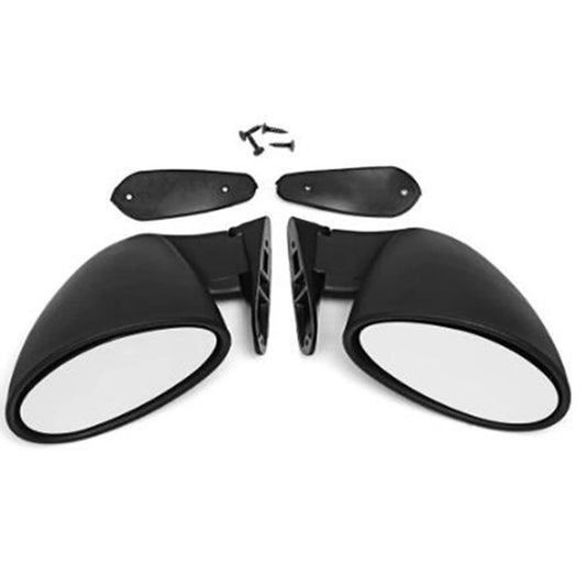 Universal Vintage California Style Side Mirrors – Matte Black Classic Retro Door Wing Rearview Mirrors for Left & Right Car Fitment