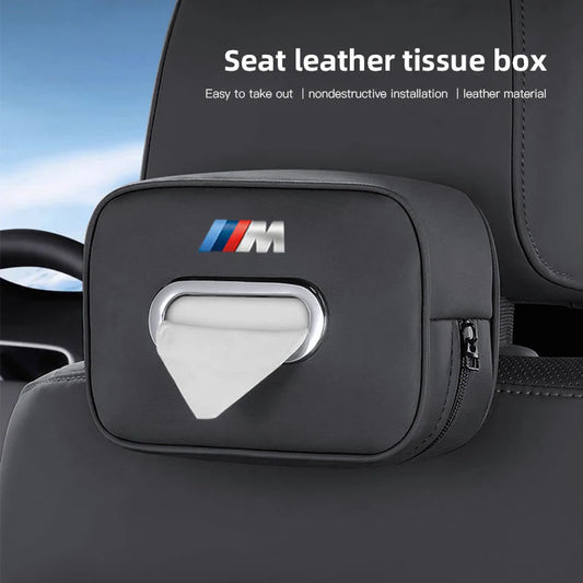 BMW E36 Leather Car Tissue Box – M Performance Interior Accessory & Kleenex Holder (Fits F30 F10 E90 E46 F20 X7)