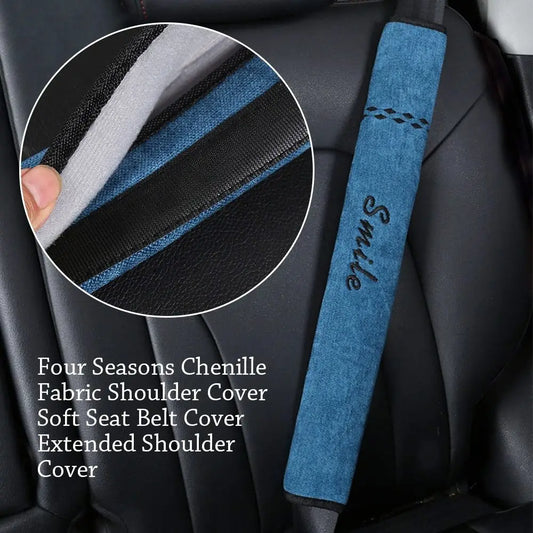Universal Adjustable Chenille Seat Belt Shoulder Pads – Soft Car Safety Belt Covers for Adults Comfort & Protection